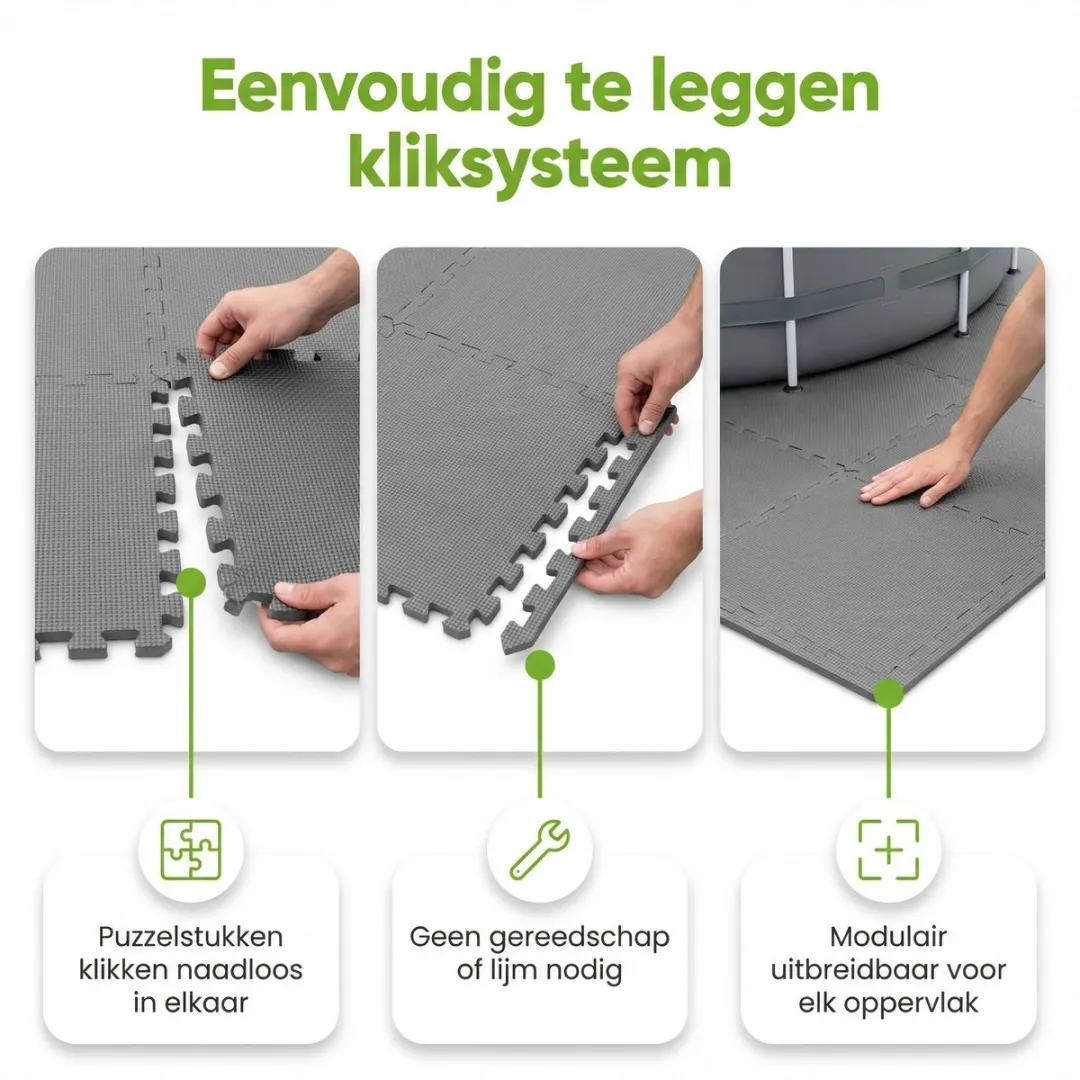 EXIT Rechthoekig Lime Frame Zwembad - 300 x 200 x 65 cm - Inclusief Pomp Afdekzeil - Vloertegels - Warmtepomp - 7-delig