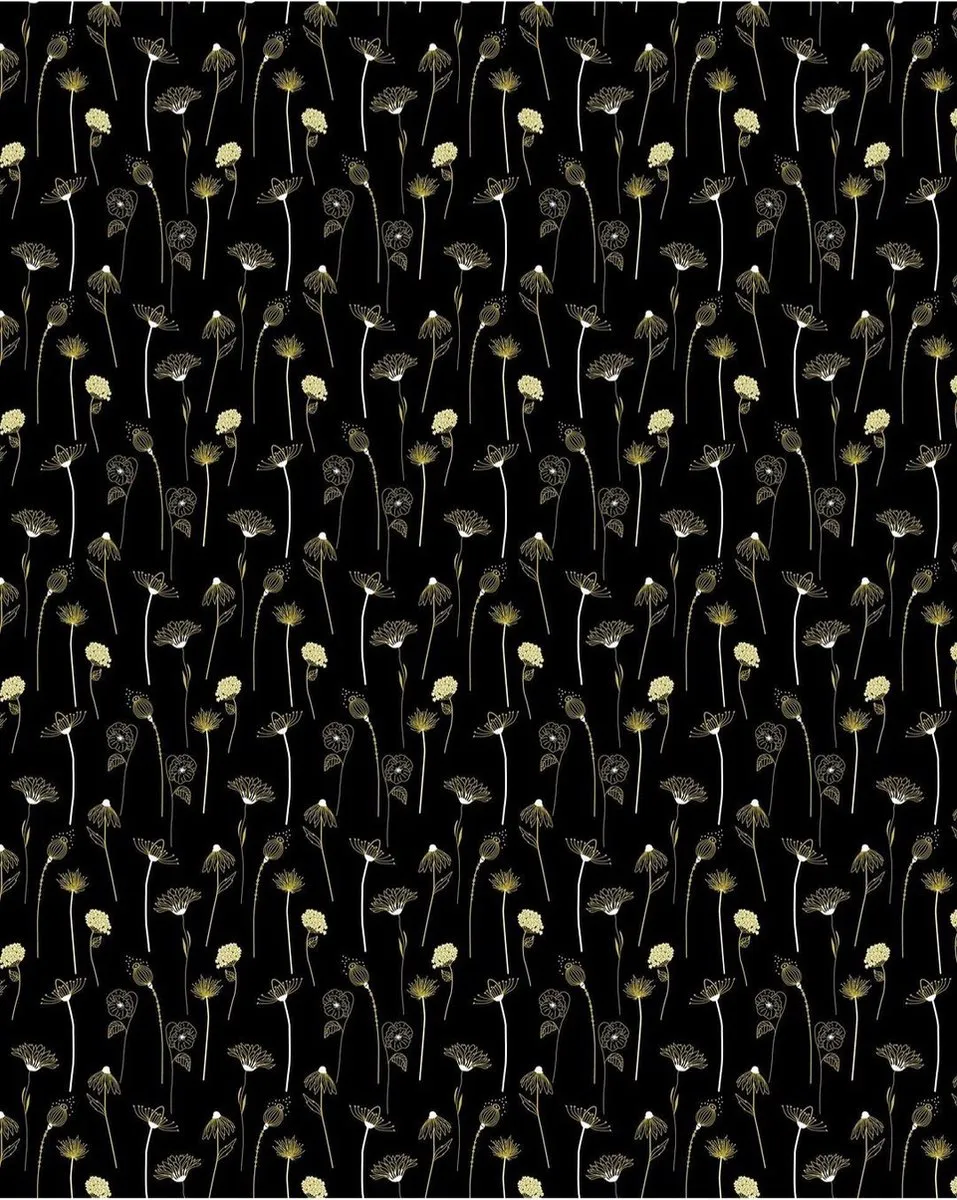 Decopatch Texture Papier A3 Zwart met Goud Bloemen