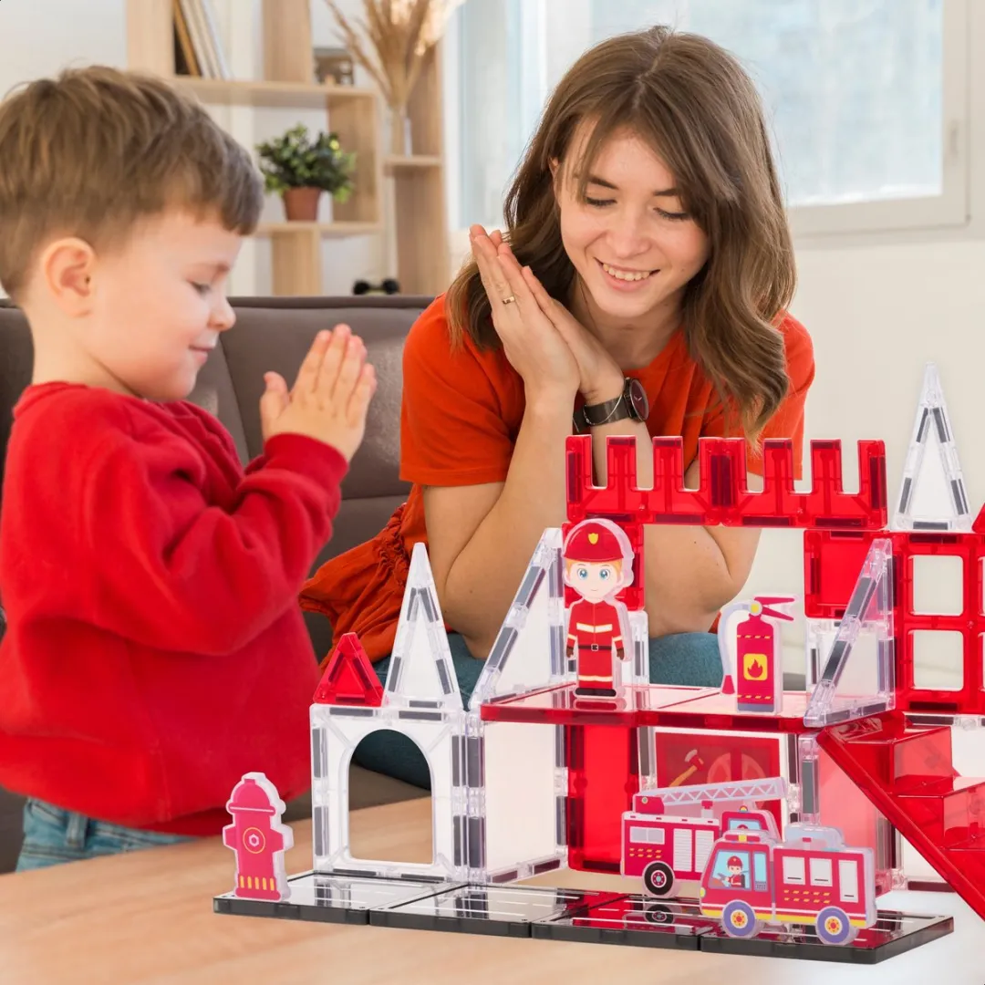 Fits4Kids Magnetic Tiles Brandweer 32-delig - Multicolor