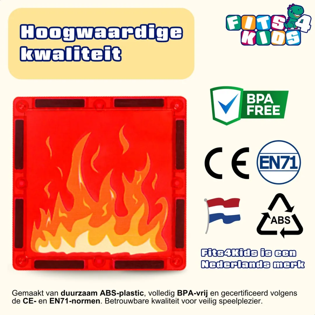 Fits4Kids Magnetic Tiles Brandweer 32-delig - Multicolor