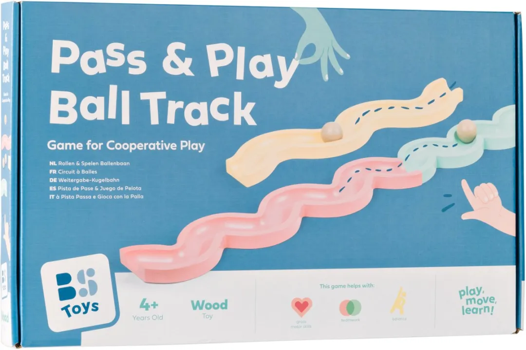 BS Toys Pass & Play Ball Track GA527 - Houten Teamspel 3 Spelers