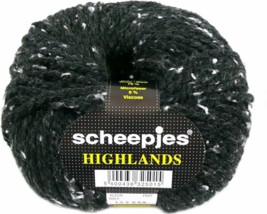 Scheepjes Highlands 501 Zwart - 5 Bollen 50g