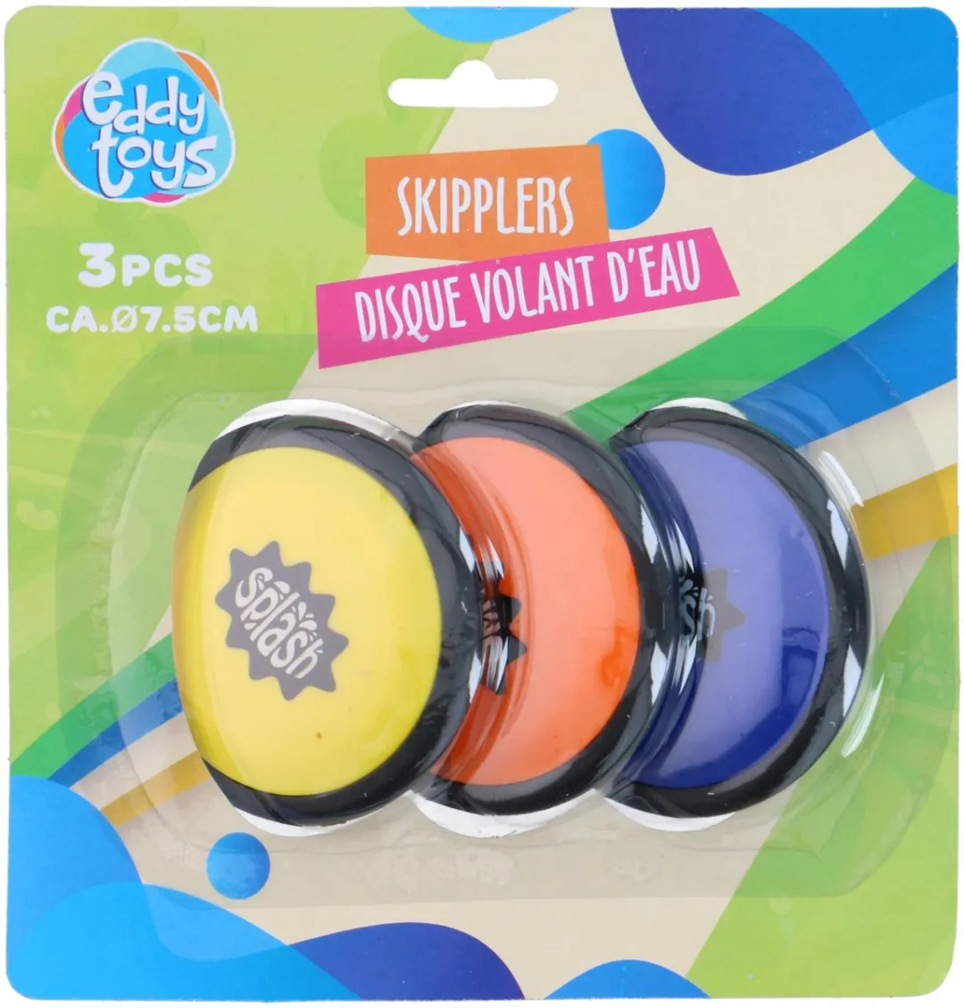 Eddy Toys Skippers Waterstuiterschijven - 3 Stuks Ø7,5cm Blauw