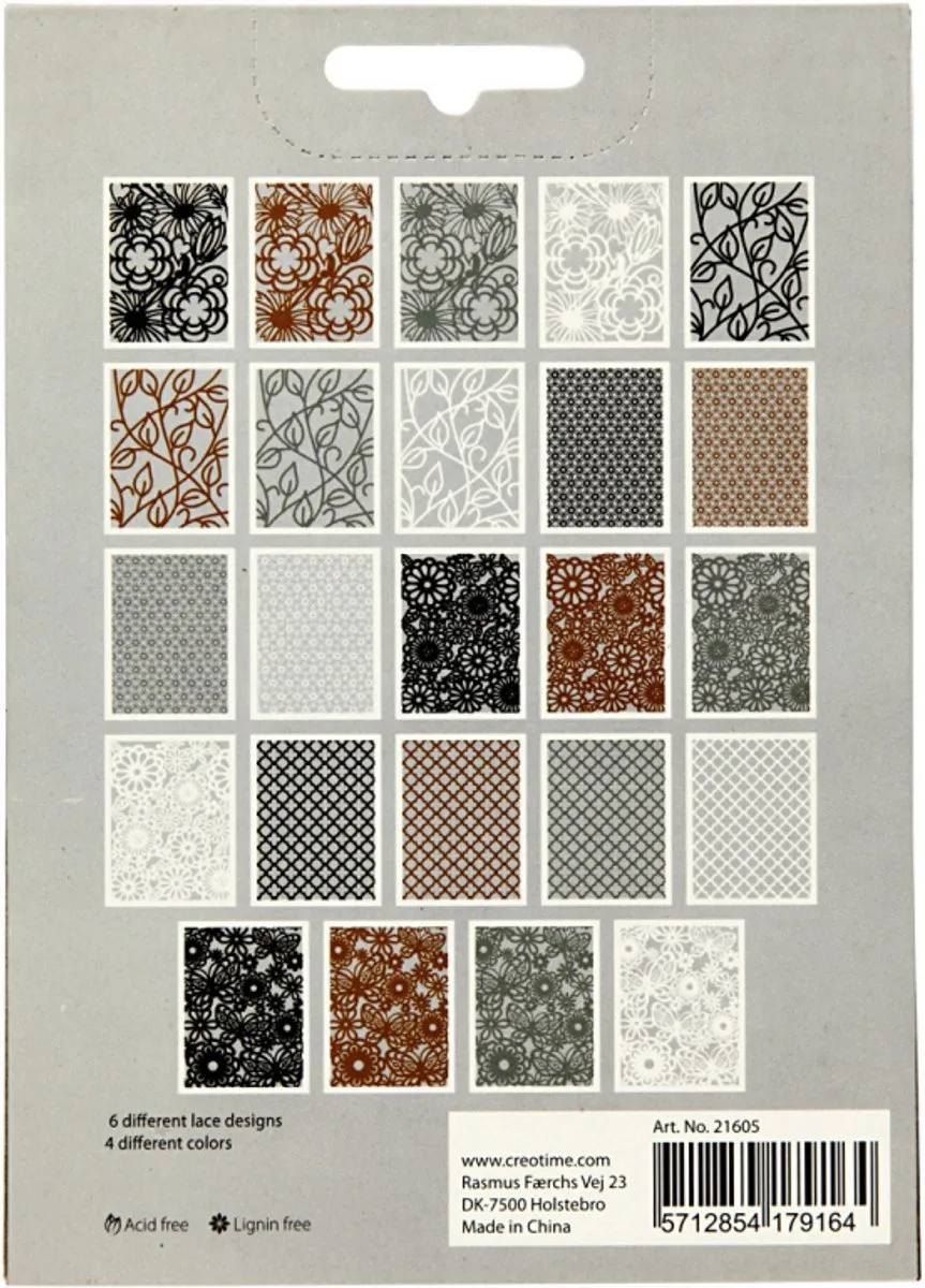 Creativ Company Patroon Kartonblok A6 - 24 Vel - 4 Kleuren