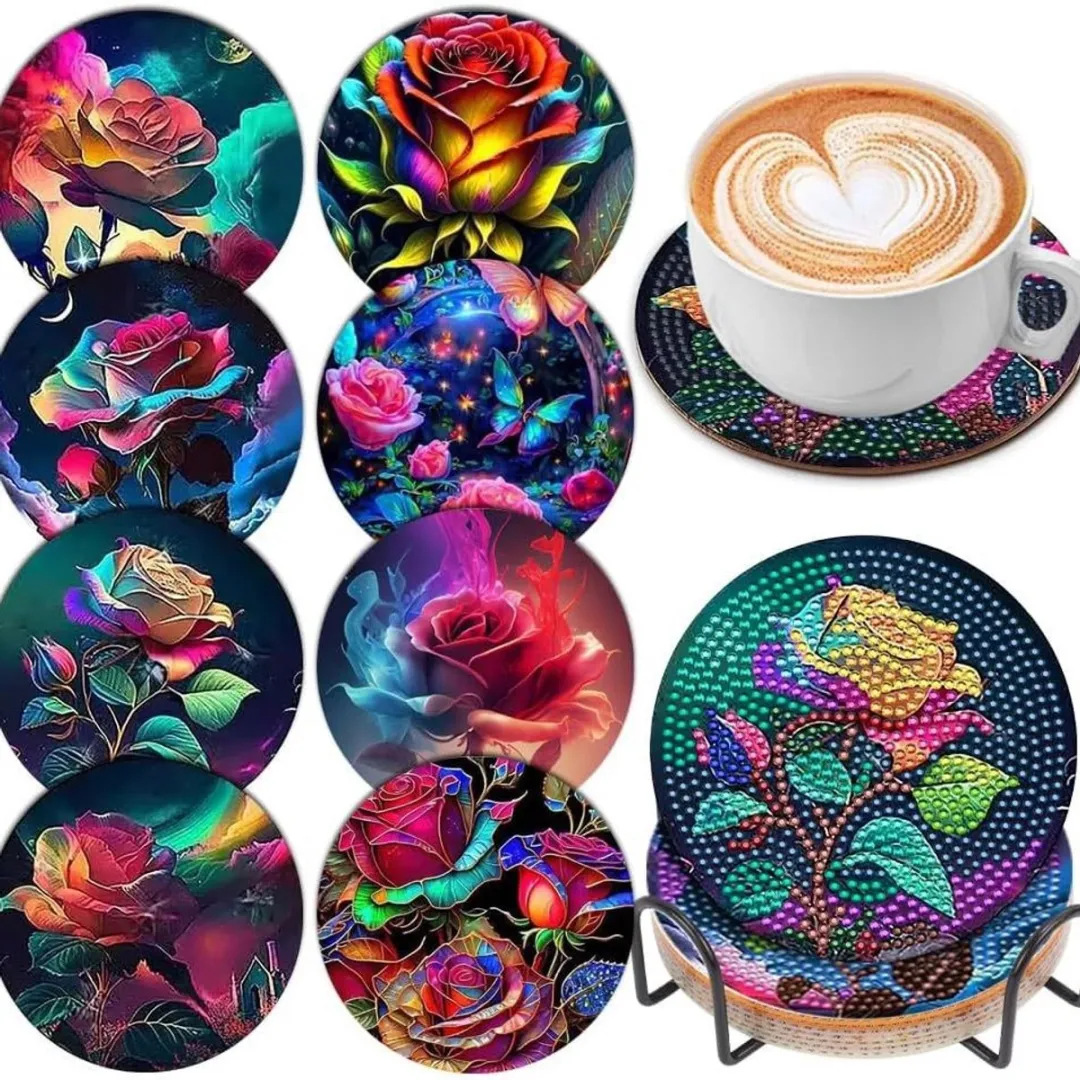 VDTOYS Diamond Painting Onderzetters Set A Roosjes