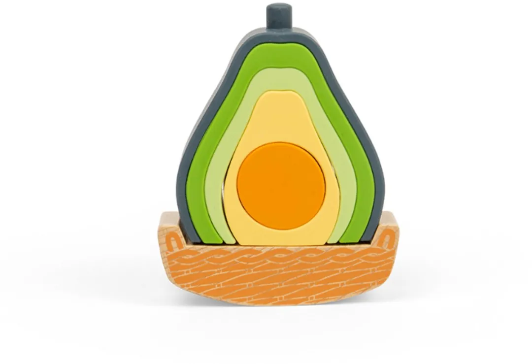 BIGJIGS Rocking Avocado Stapelspel - 6 Stuks - Multicolor