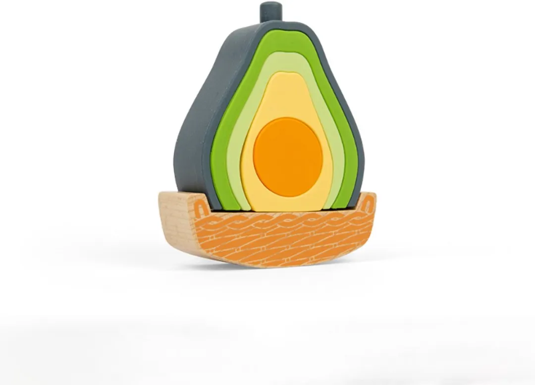 BIGJIGS Rocking Avocado Stapelspel - 6 Stuks - Multicolor