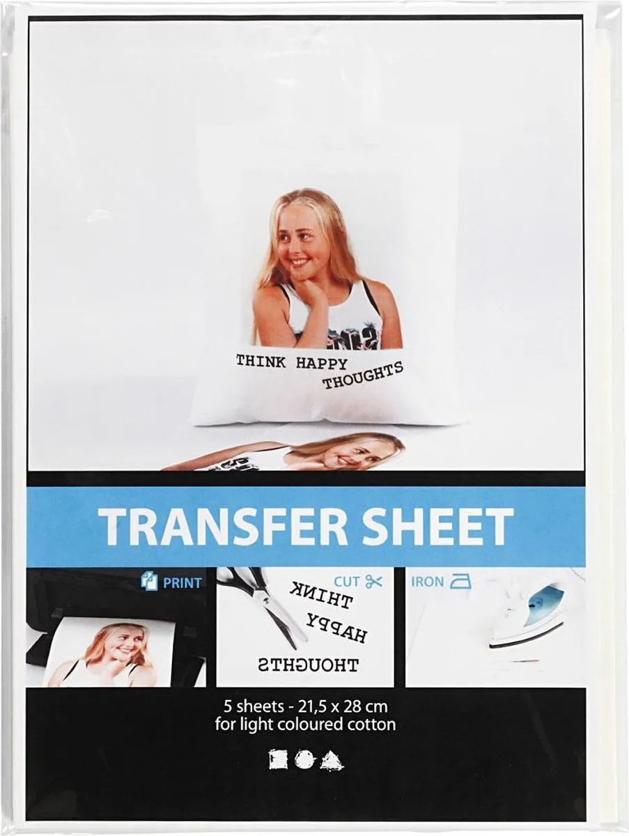 Creativ Company Transfer Vellen Licht Textiel A4 - 5 Stuks