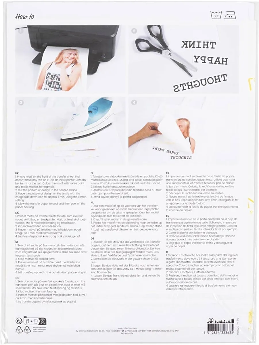 Creativ Company Transfer Vellen Licht Textiel A4 - 5 Stuks