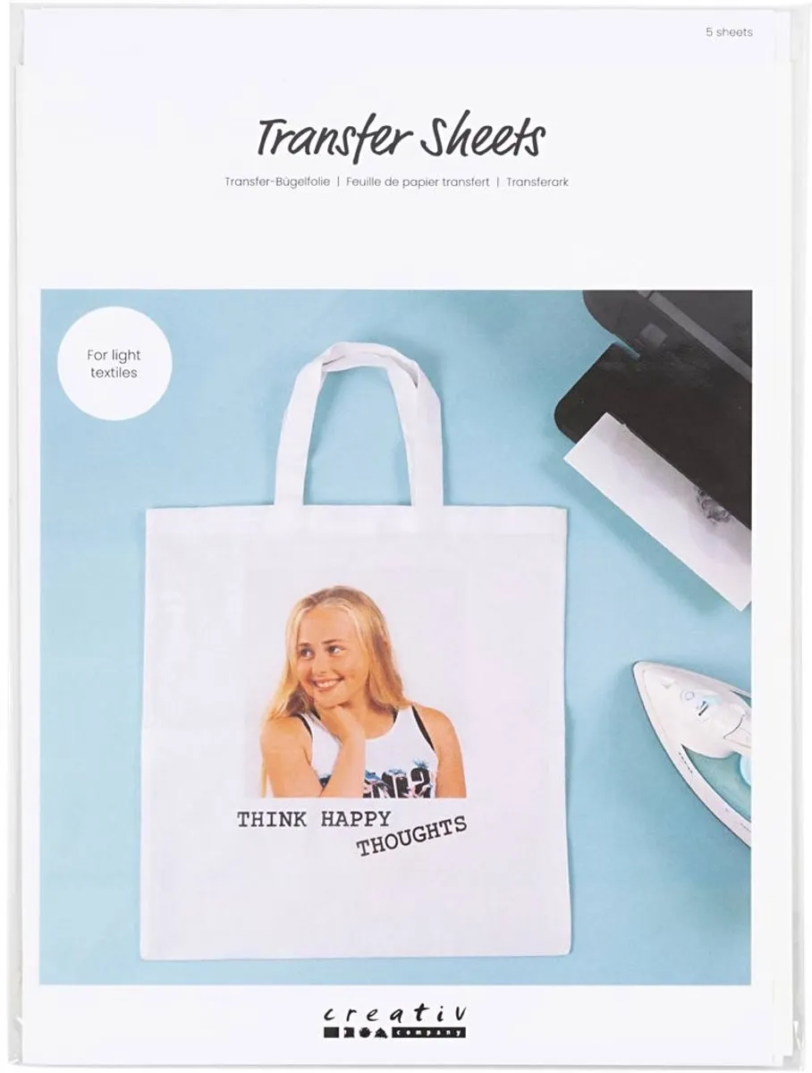 Creativ Company Transfer Vellen Licht Textiel A4 - 5 Stuks