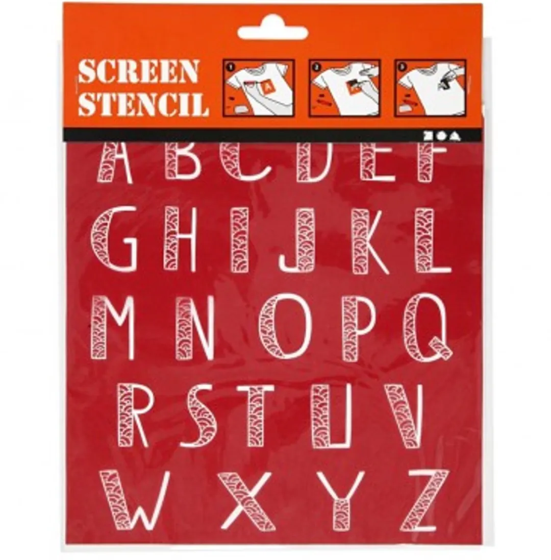 Creativ Company Screen Stencil Alfabet 21x21cm - Multicolor