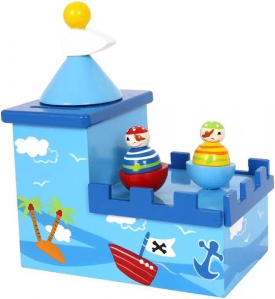 Small Foot Houten Muziekdoos & Spaarpot Piraat - Blauw