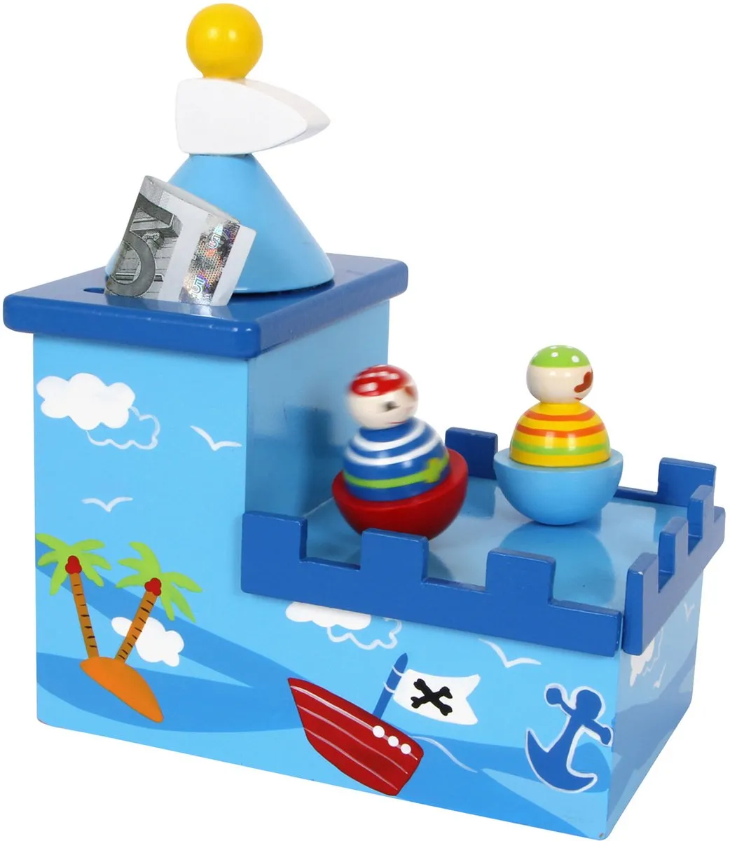 Small Foot Houten Muziekdoos & Spaarpot Piraat - Blauw