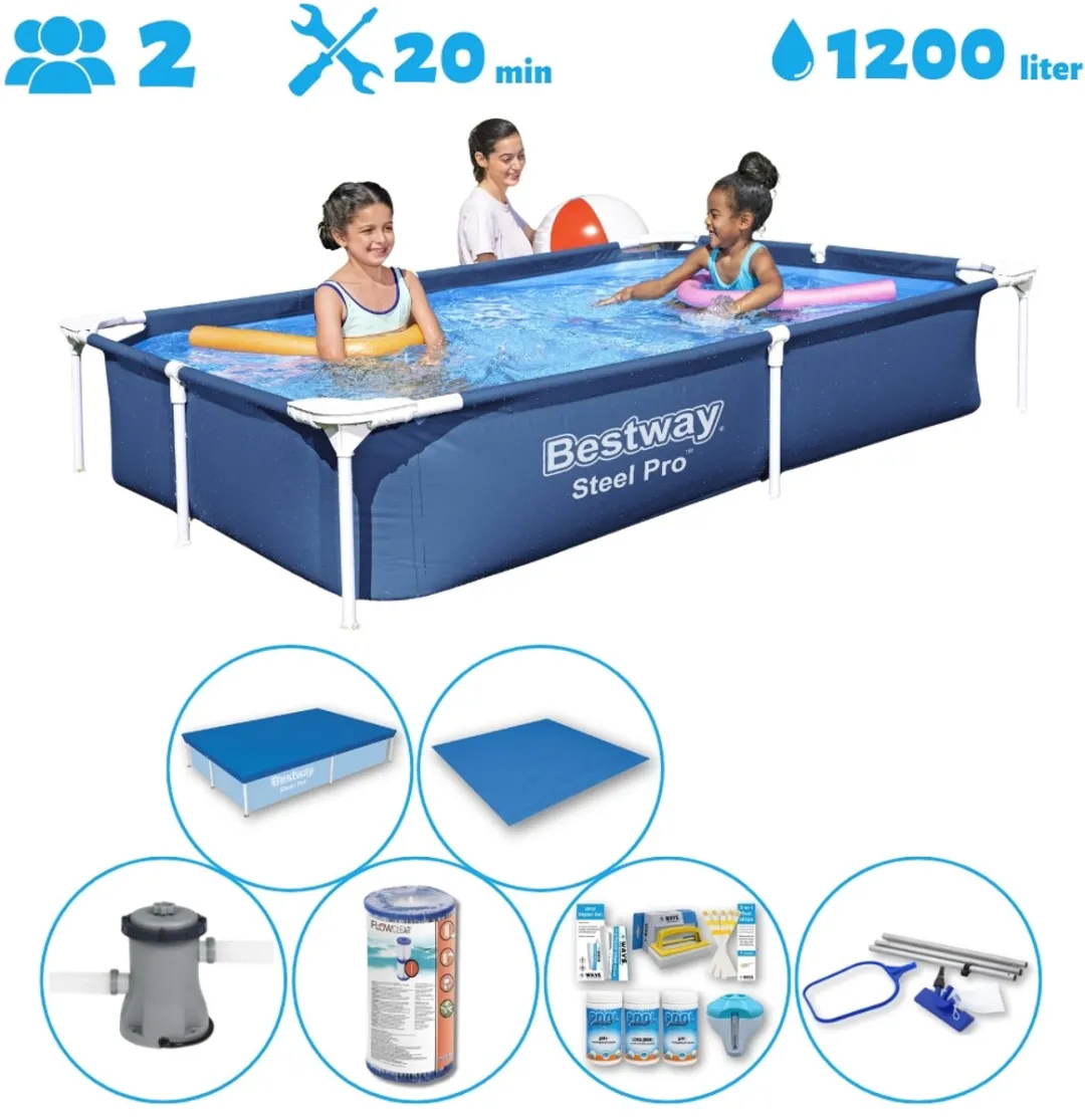 Bestway Rechthoekig Opzetzwembad 221x150x43cm