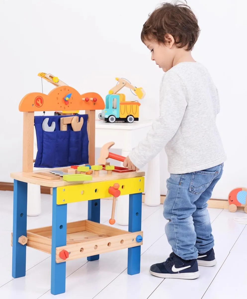 Lelin Toys - Houten Speelgoedwerkbank Inclusief Accessoires