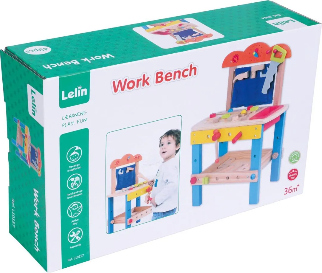Lelin Toys - Houten Speelgoedwerkbank Inclusief Accessoires
