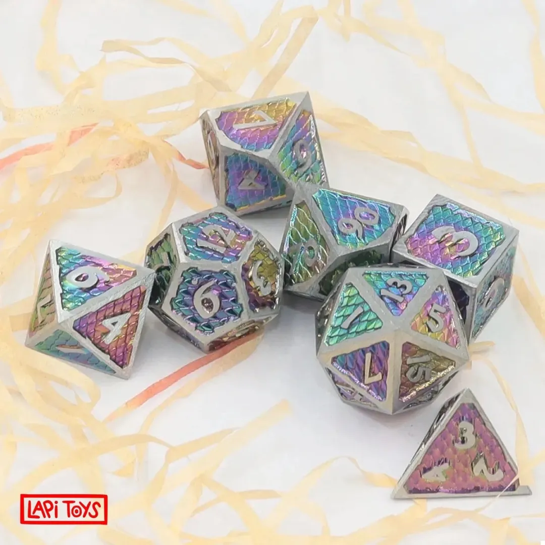 Lapi Toys D&D Regenboog Dobbelsteen Set - 7-delig - Met tas