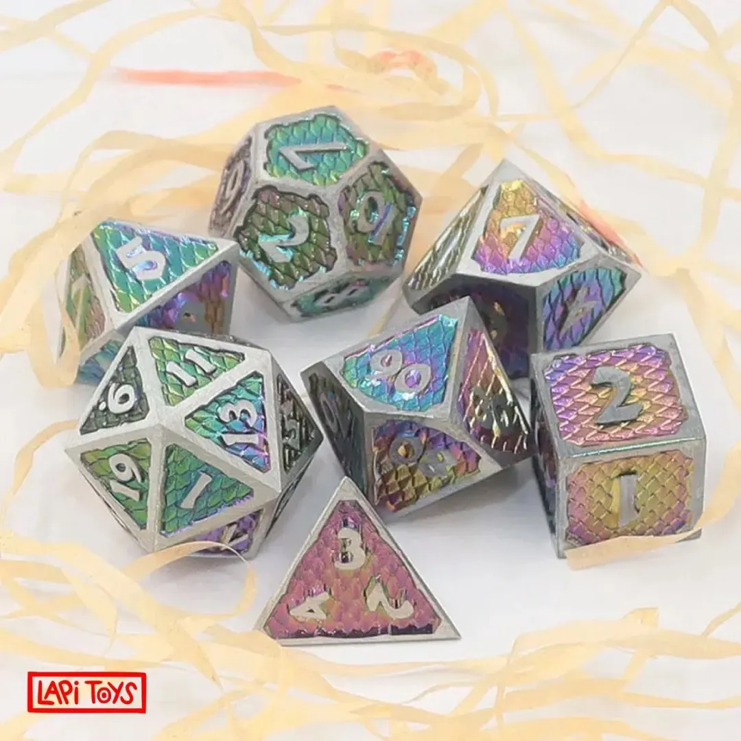 Lapi Toys D&D Regenboog Dobbelsteen Set - 7-delig - Met tas