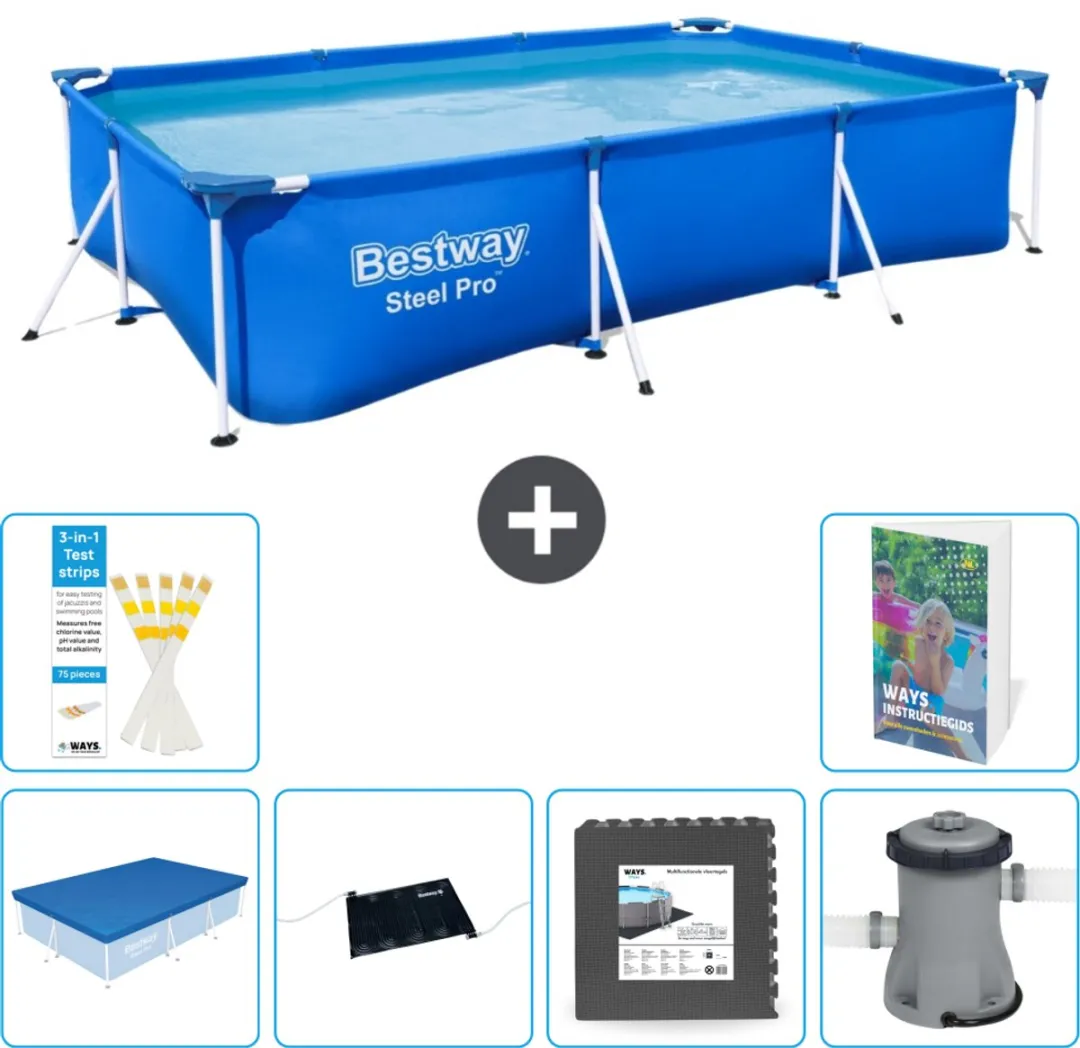 Bestway Steel Pro Zwembad 300x201x66cm - Blauw - 7-delig