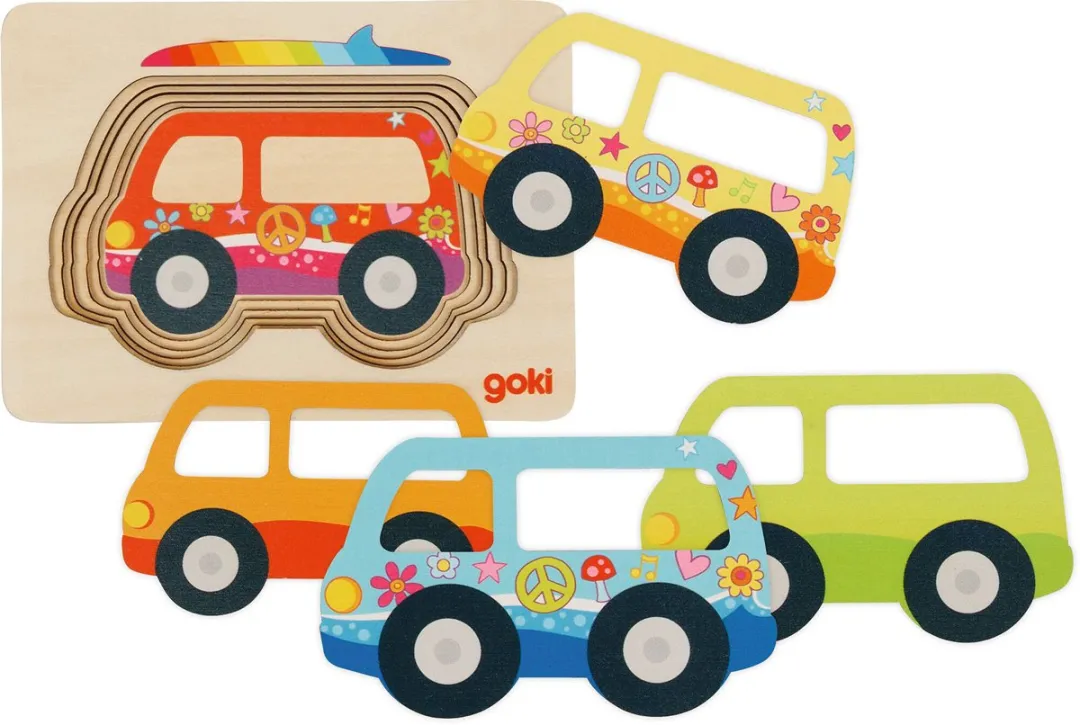 Goki Puzzle Cars 5 Stuks - Multicolor