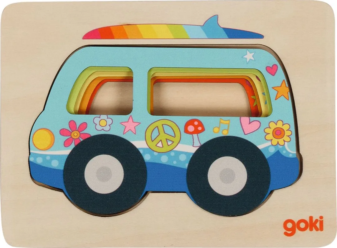 Goki Puzzle Cars 5 Stuks - Multicolor