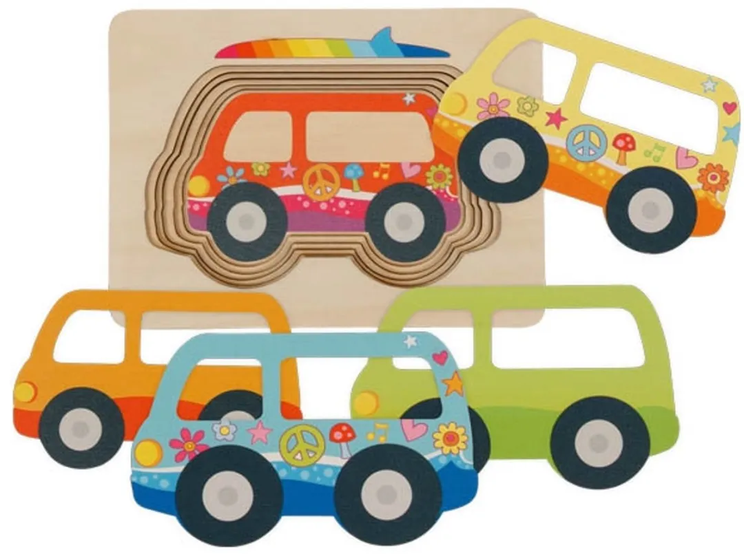 Goki Puzzle Cars 5 Stuks - Multicolor