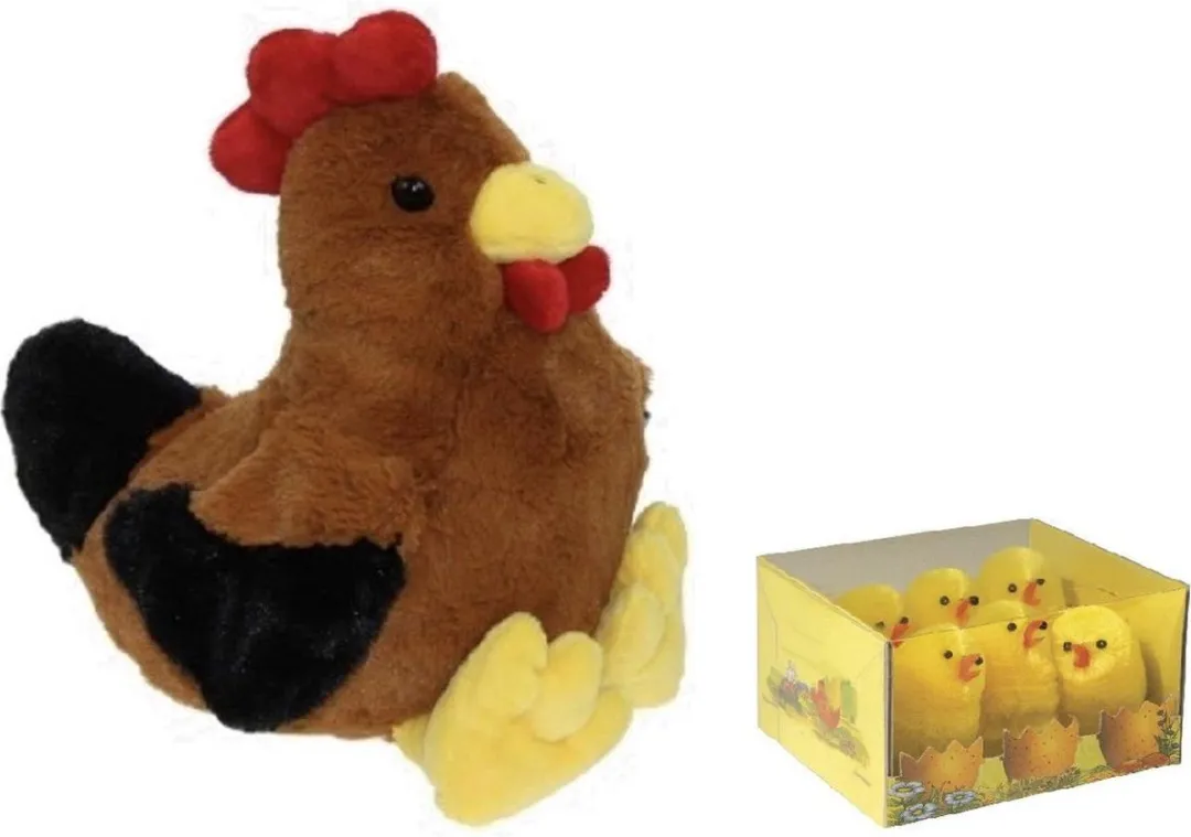 Decoris Pluche Bruine Kippen Knuffel