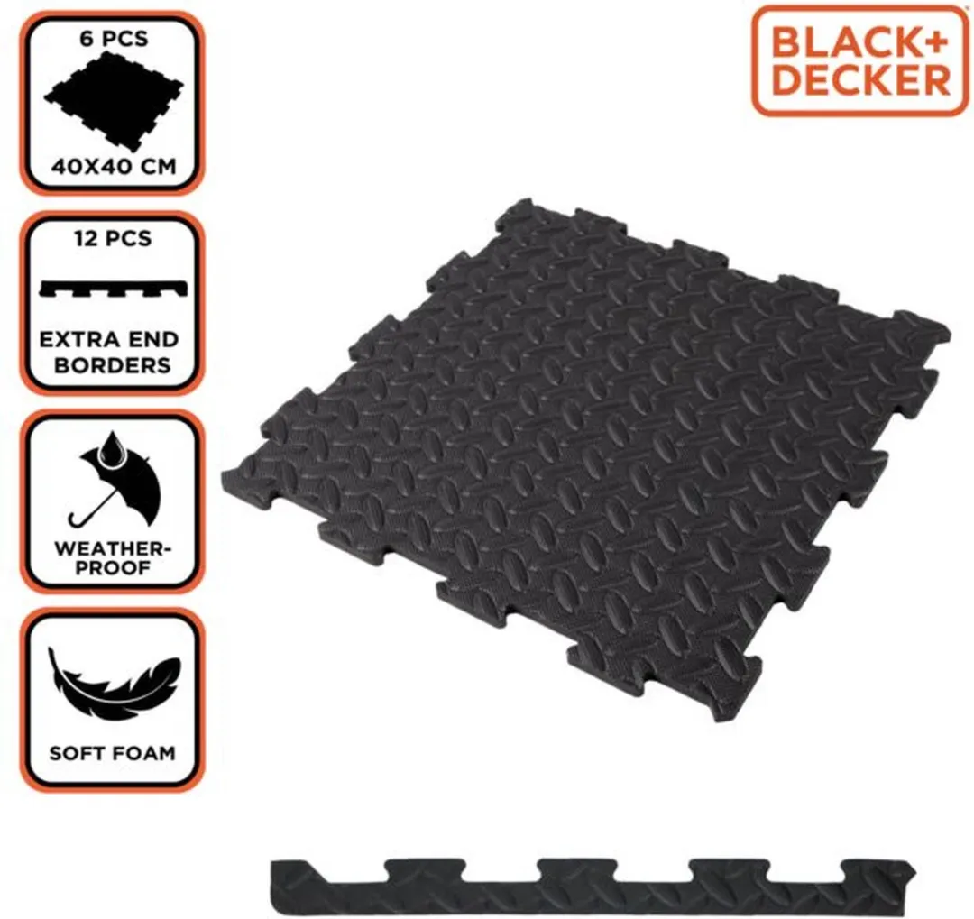 BLACK+DECKER Vloermat 6 Stuks 40x40cm