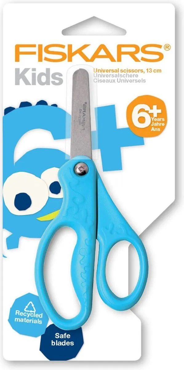 Fiskars Gerecyclede Universele Kinderschaar 13cm - Blauw