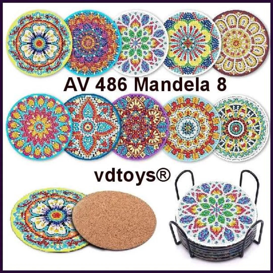 VDTOYS Diamond Painting Mandala Onderzetters AV 486 MANDELA 8 - 10 Stuks