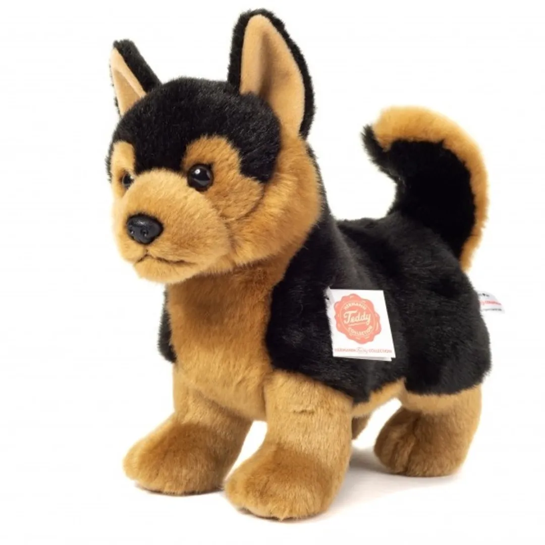 Teddy Hermann Knuffelhond Herdershond - Bruin/Zwart - 23 cm
