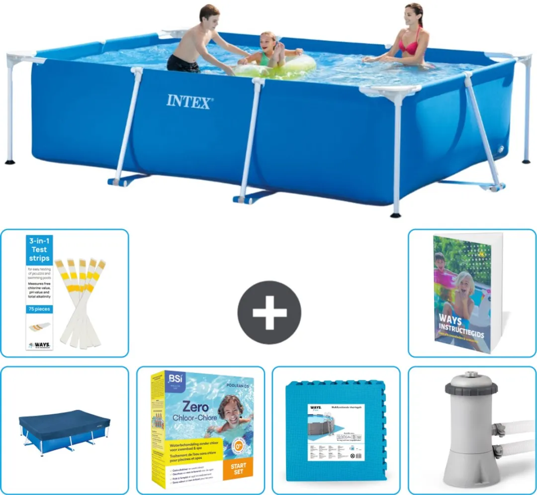 Intex Rechthoekig Frame Zwembad 300x200x75cm - Blauw - 7-delig