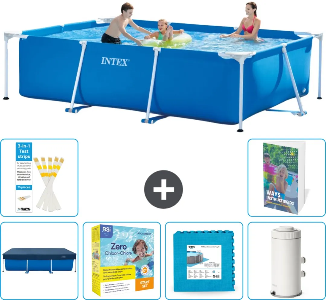 Intex Rechthoekig Frame Zwembad 300x200x75cm - Blauw - 7-delig