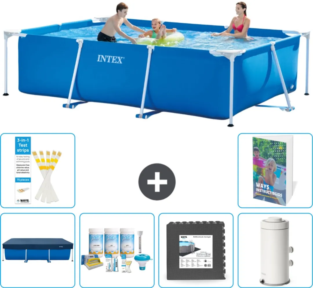 Intex Rechthoekig Frame Zwembad 300x200x75cm - Blauw - 7-delig