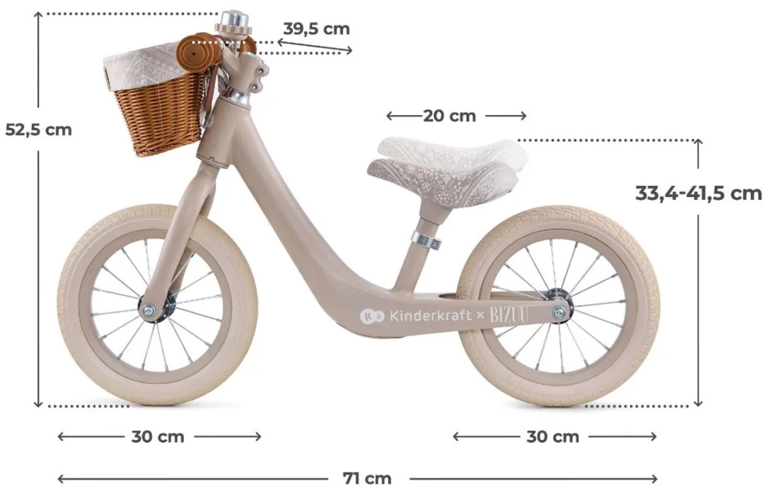 KinderKraft RAPID 2 Loopfiets - Magnesium Frame - Beige/Bruin