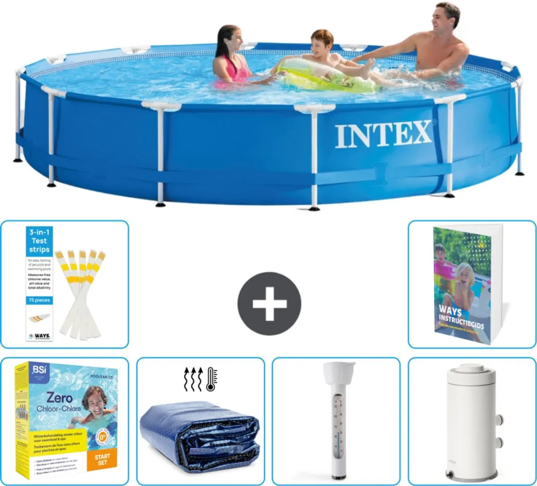 Intex 28210NP-Blauw Rond Frame Zwembad 366x76cm