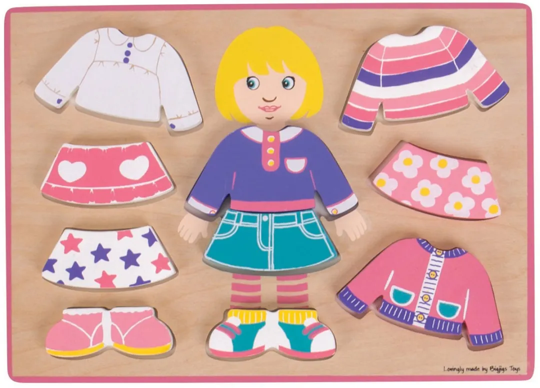 BIGJIGS Meisje Aankleden Houten Puzzel 10 Stuks - Multicolor BB057