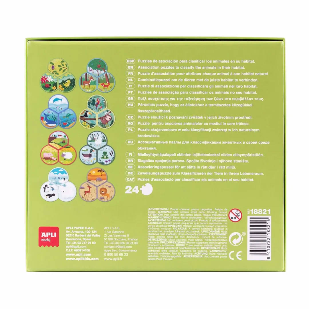 Apli Kids Dierenpuzzel 24 Stuks - 8x3 Stukjes - afbeelding 6 van 6