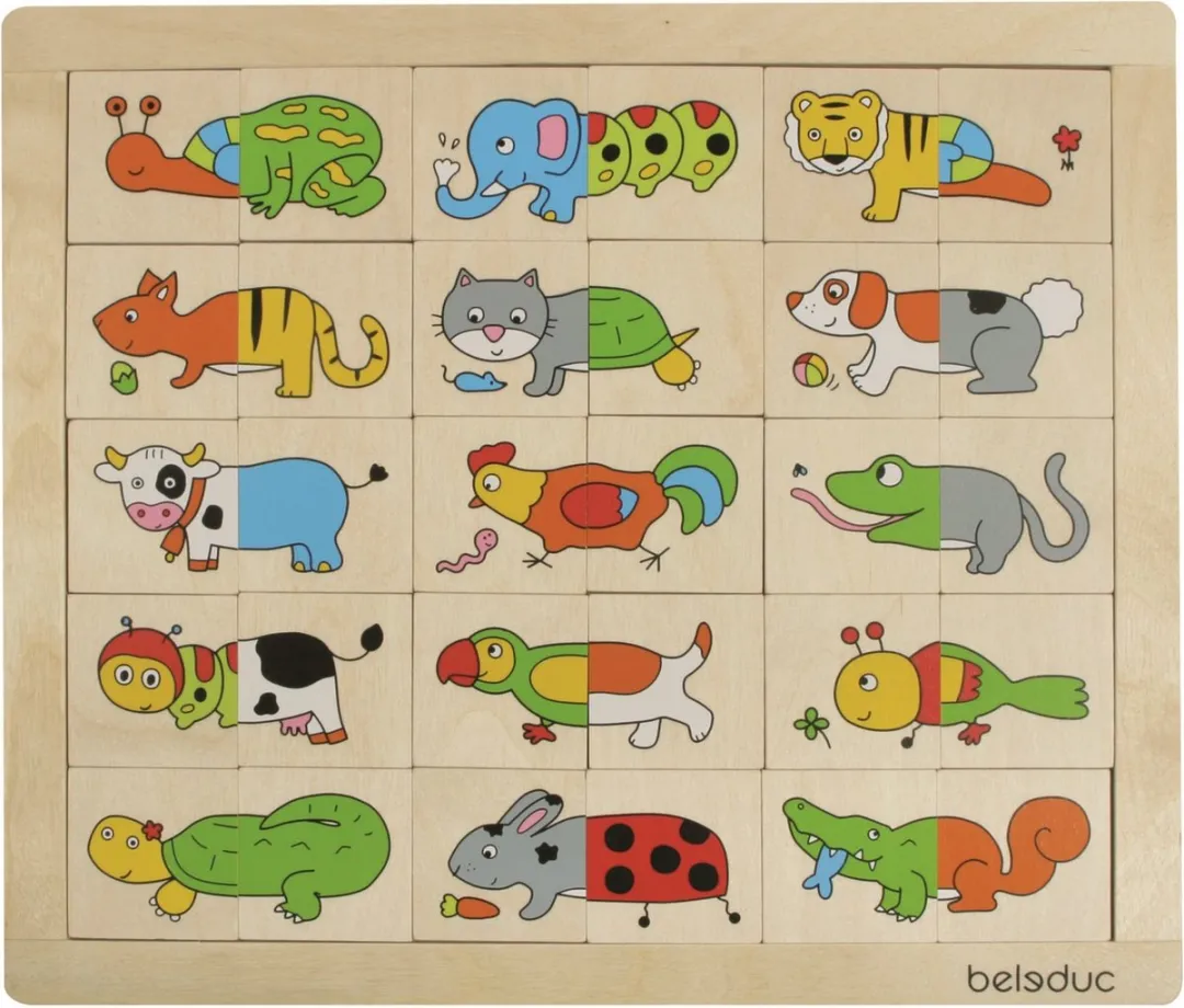 Beleduc Mix and Match Dieren Puzzel - 30 Stuks - Multicolor