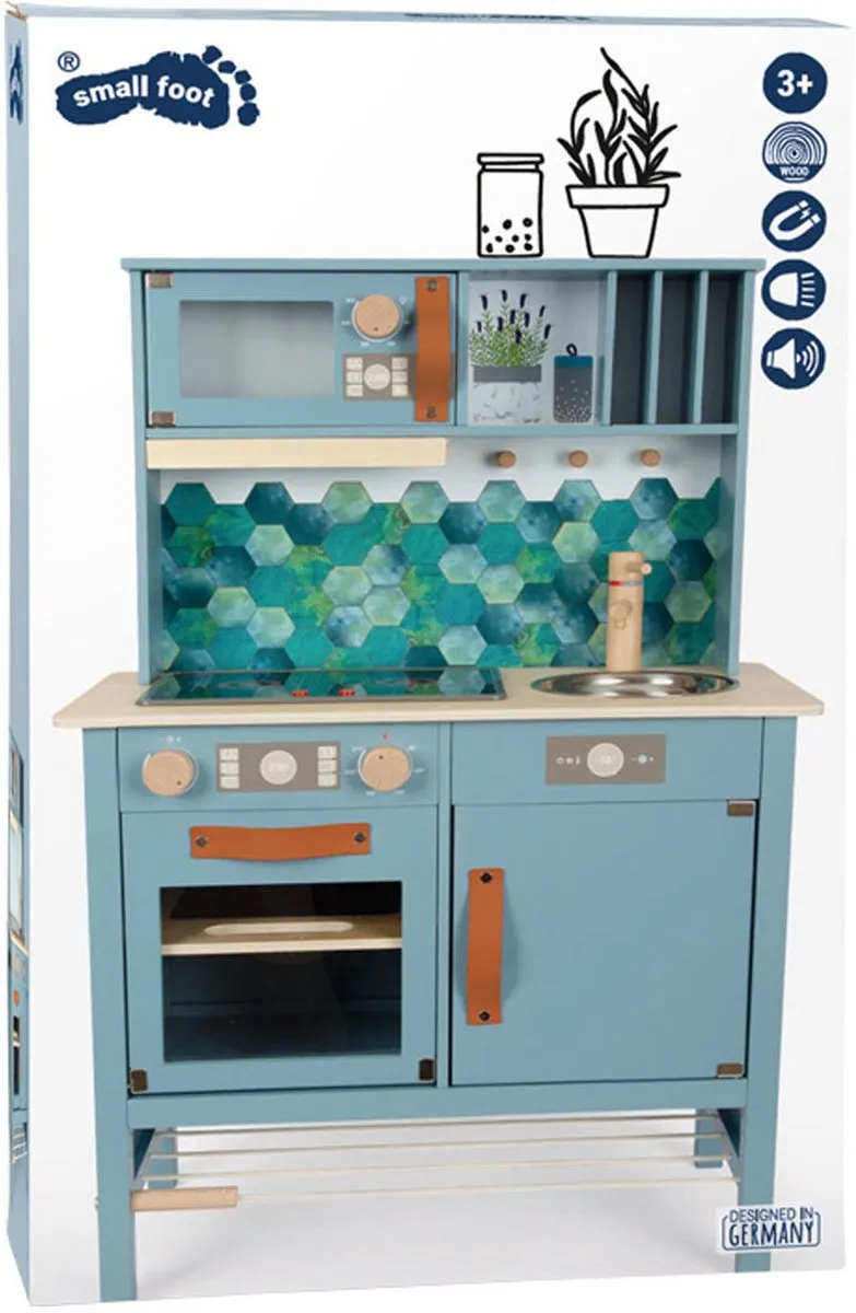 Small Foot Houten Kinderkeuken Blauw - 7-delig