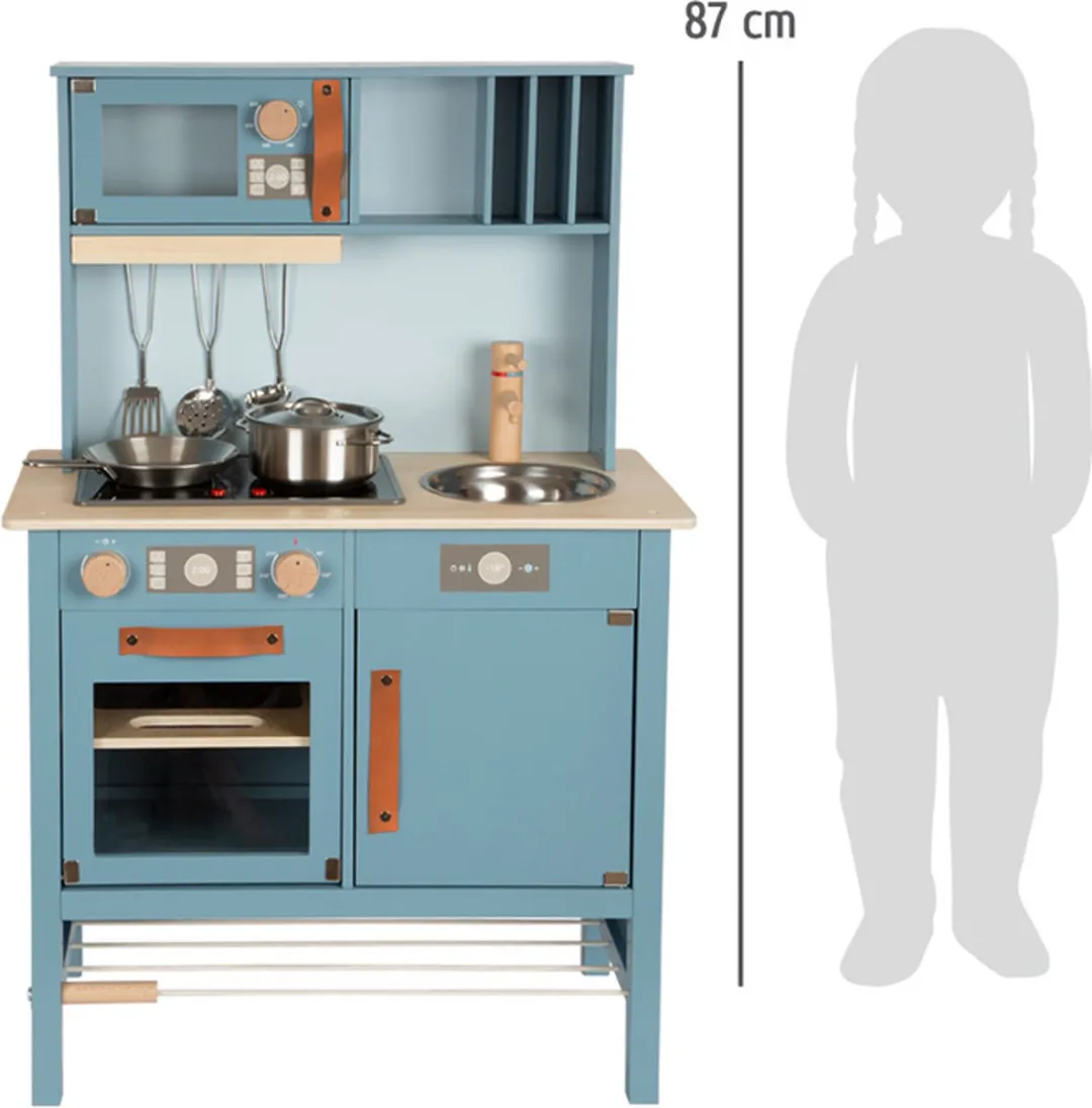 Small Foot Houten Kinderkeuken Blauw - 7-delig