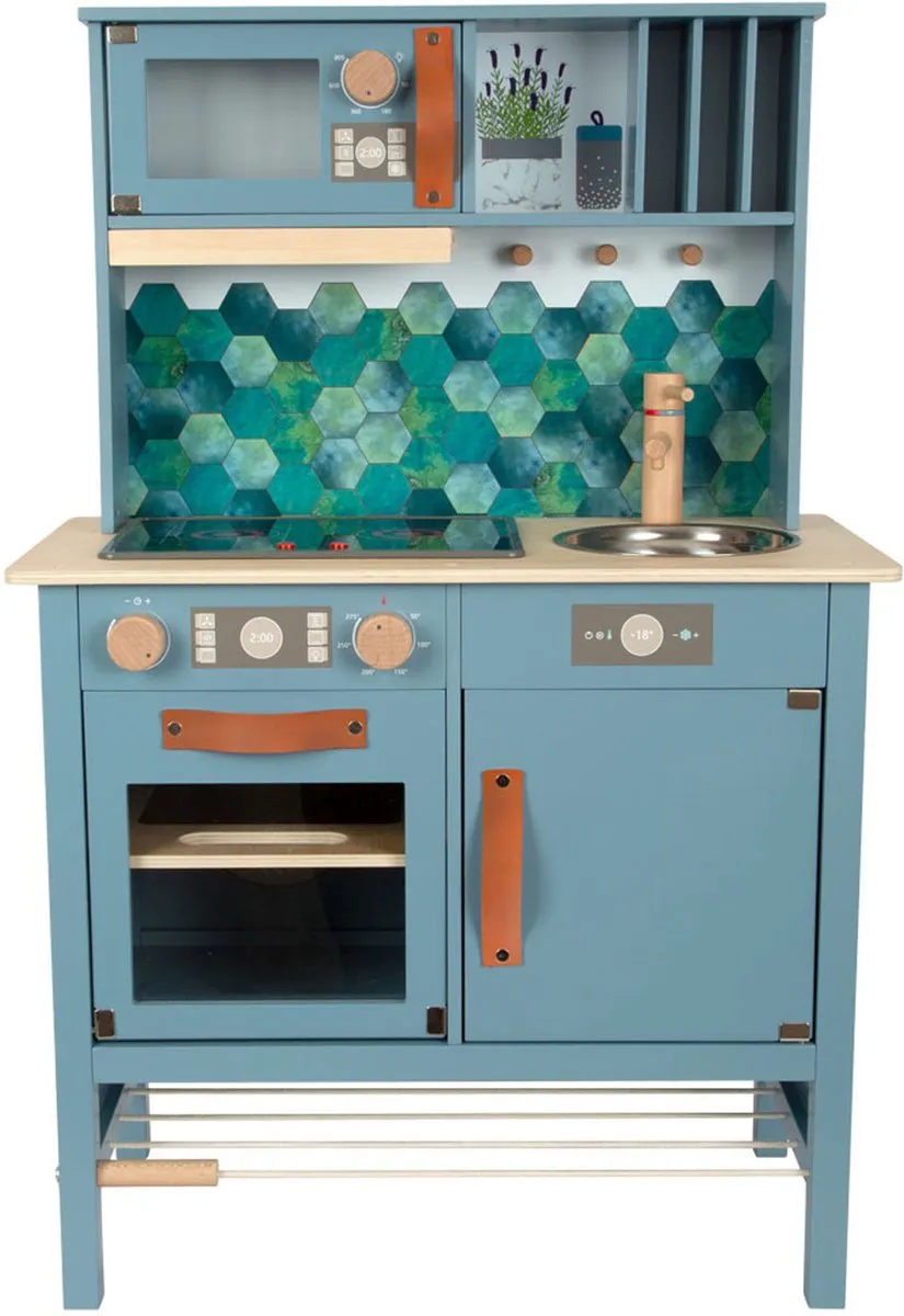 Small Foot Houten Kinderkeuken Blauw - 7-delig