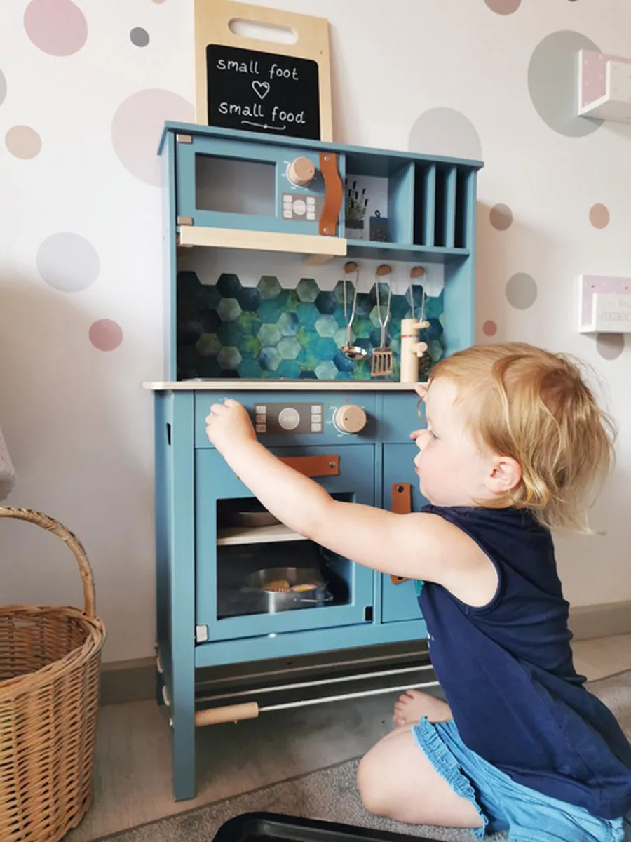 Small Foot Houten Kinderkeuken Blauw - 7-delig
