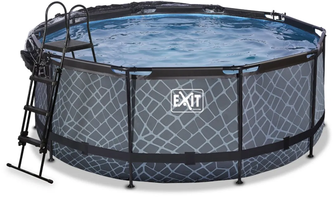 EXIT Stone Zwembad 380cm Grijs - met Zandfilterpomp & Warmtepomp