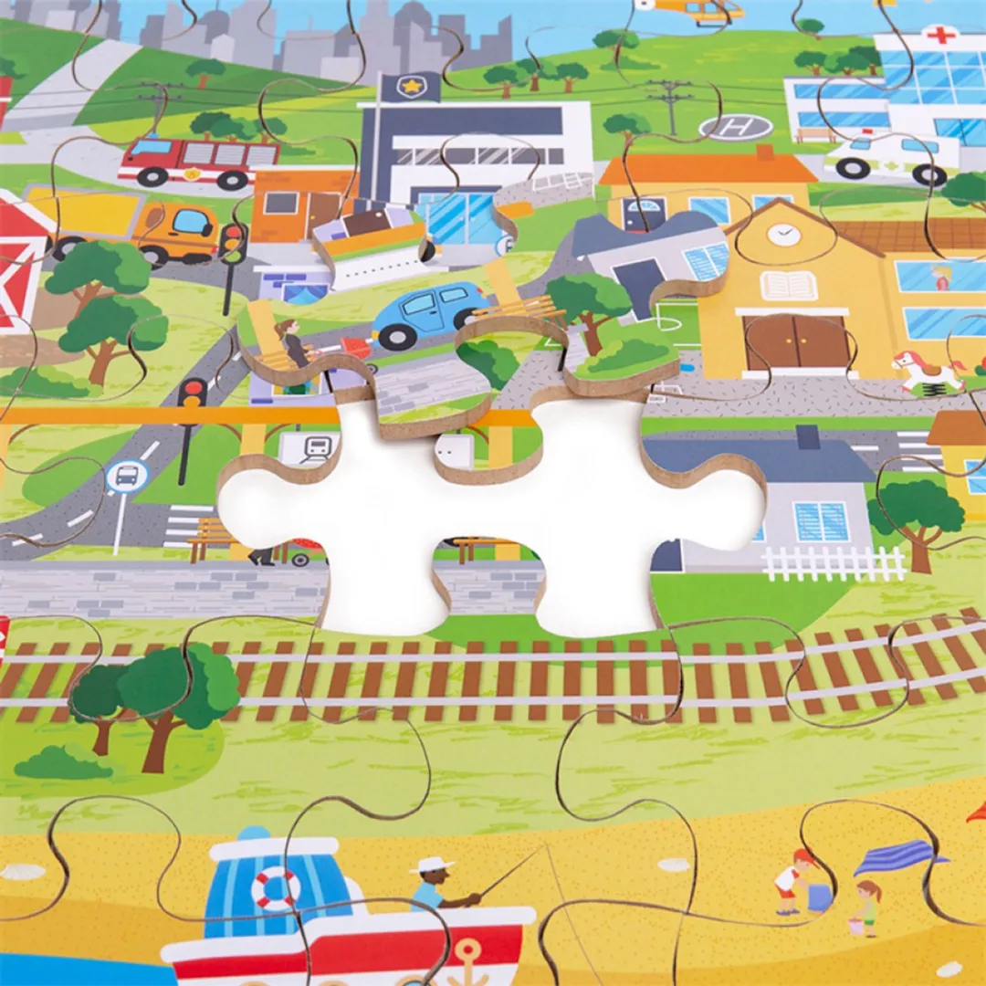 BIGJIGS Vloerpuzzel Transportstad 1000 Stuks - Multicolor