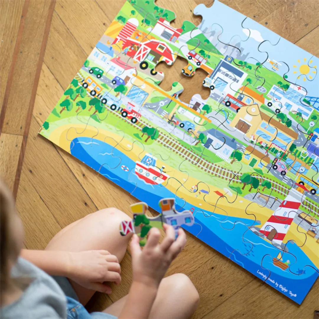 BIGJIGS Vloerpuzzel Transportstad 1000 Stuks - Multicolor