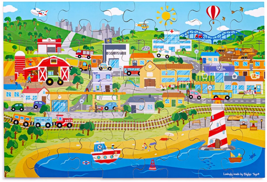 BIGJIGS Vloerpuzzel Transportstad 1000 Stuks - Multicolor