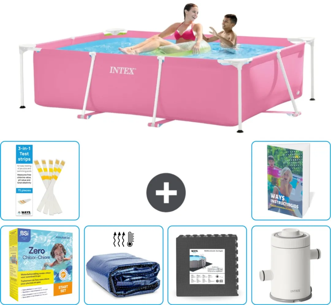 Intex Frame Zwembad 220x150x60cm Roze - 7-delig