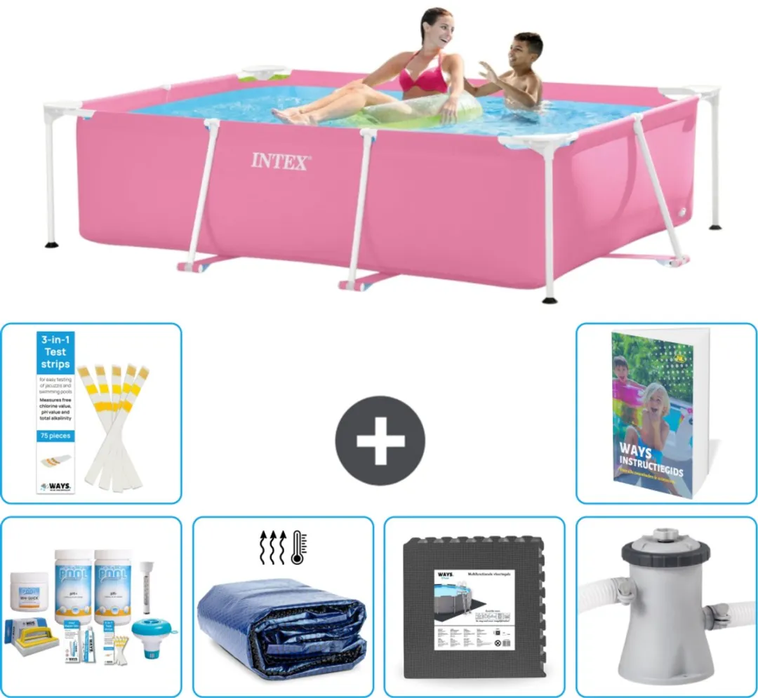 Intex Frame Zwembad 220x150x60cm Roze - 7-delig