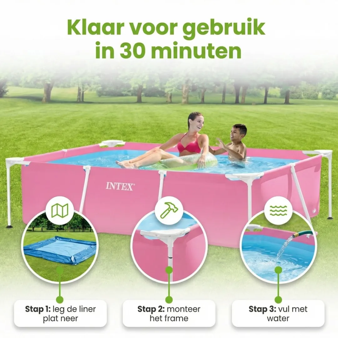 Intex Frame Zwembad 220x150x60cm Roze - 7-delig